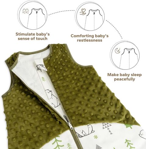 Baby Sleep Sack, 1.5 TOG Baby Wearable Blanket with Plush Minky Dot Sleeveless Cotton Toddler Sleeping Sack with 2-Way Zipper for Newborn Infants, Blue, S(0-6 Months) in Saudi Arabia