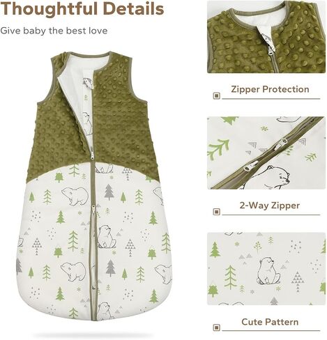 Baby Sleep Sack, 1.5 TOG Baby Wearable Blanket with Plush Minky Dot Sleeveless Cotton Toddler Sleeping Sack with 2-Way Zipper for Newborn Infants, Blue, S(0-6 Months) in Saudi Arabia