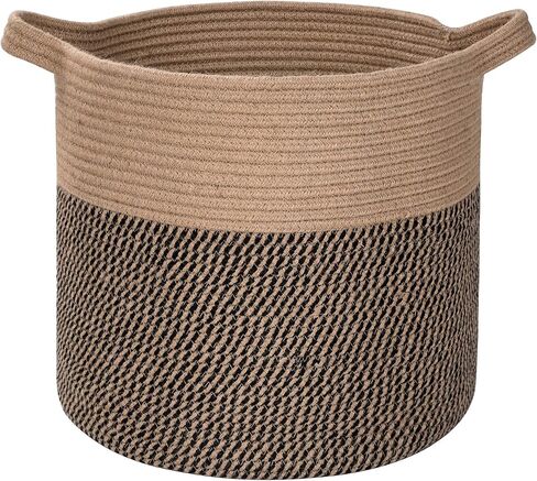 تصميم MINTWOOD سلة تخزين من الحبال القطنية المنسوجة مقاس 15 × 14 بوصة، سلة سلة ألعاب محشوة، سلة غسيل، سلة حضانة، سلة بطانية، سلة ألعاب للكلاب، سلة هدايا، بني in Kuwait