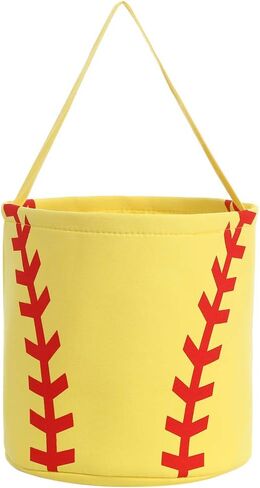 Baseball Basket Easter Baskets for Kids Canvas Easter Eggs Hunt Baskets Halloween Basket Trick or Treat Basket Bucket Tote for Easter Halloween Parties (Baseball) in Saudi Arabia