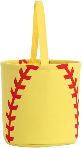 Baseball Basket Easter Baskets for Kids Canvas Easter Eggs Hunt Baskets Halloween Basket Trick or Treat Basket Bucket Tote for Easter Halloween Parties (Baseball) in Saudi Arabia