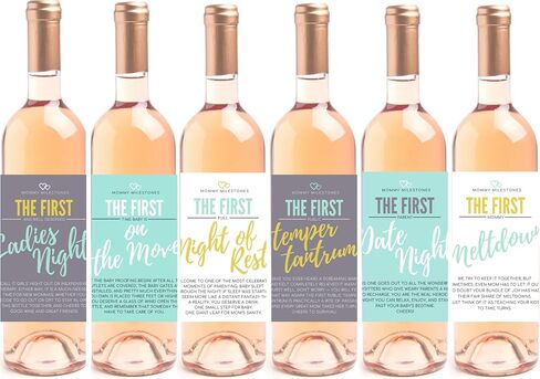 6 Mommy's First Milestone Wine Labels and Stickers, Great Baby Shower and Pregnancy Gift Ideas for Mom To Be, Funny Mom's First Moments After Having New Baby Girl or Boy – By Harper & Ivy Designs in Saudi Arabia
