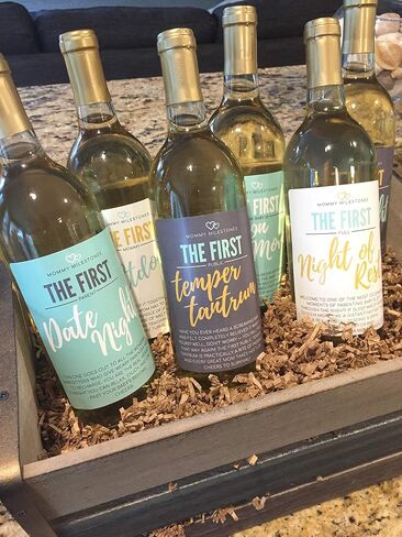 6 Mommy's First Milestone Wine Labels and Stickers, Great Baby Shower and Pregnancy Gift Ideas for Mom To Be, Funny Mom's First Moments After Having New Baby Girl or Boy – By Harper & Ivy Designs in Saudi Arabia