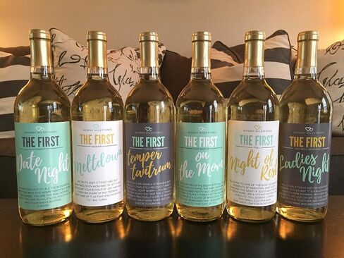 6 Mommy's First Milestone Wine Labels and Stickers, Great Baby Shower and Pregnancy Gift Ideas for Mom To Be, Funny Mom's First Moments After Having New Baby Girl or Boy – By Harper & Ivy Designs in Saudi Arabia