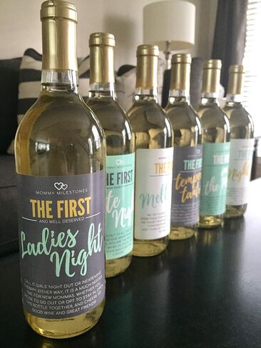 6 Mommy's First Milestone Wine Labels and Stickers, Great Baby Shower and Pregnancy Gift Ideas for Mom To Be, Funny Mom's First Moments After Having New Baby Girl or Boy – By Harper & Ivy Designs in Saudi Arabia