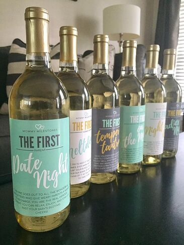 6 Mommy's First Milestone Wine Labels and Stickers, Great Baby Shower and Pregnancy Gift Ideas for Mom To Be, Funny Mom's First Moments After Having New Baby Girl or Boy – By Harper & Ivy Designs in Saudi Arabia