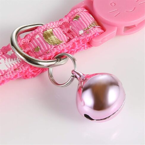 سلاسون طوق قطط قابل للفصل مع جرس وقمر ونجمة وعظام سمكة، اطواق قطط تتوهج في الظلام وقابلة للتعديل من 7.5 الى 11.4 انش، ارجواني، زهري، اسود، عبوة من 3 قطع in Kuwait