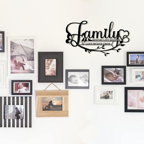 Family Signs Metal Wall Decor, Family Is Everything Word Sign with Butterfly for Home Decor Wand, Black Iron Wall Art Plaque Decorations for Living Room, Housewarming, 43.2x16 cm (Family) in Saudi Arabia
