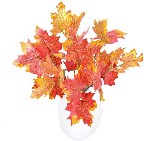 Sunrisee 2 Pcs Artificial Plants Fall Maple Leaf Fake Shrubs Bunches for Home Garden Office Table Windowsill Decor, 11.8'' in Kuwait