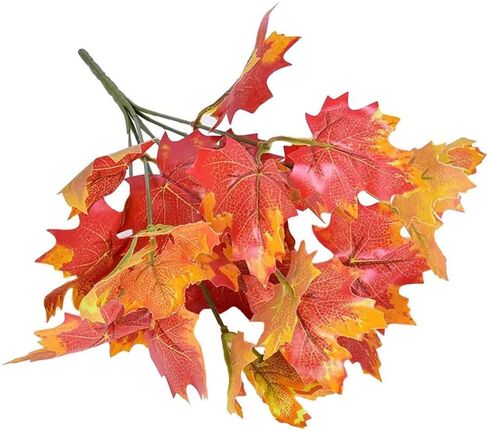 Sunrisee 2 Pcs Artificial Plants Fall Maple Leaf Fake Shrubs Bunches for Home Garden Office Table Windowsill Decor, 11.8'' in Kuwait