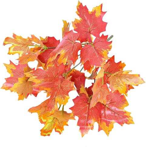 Sunrisee 2 Pcs Artificial Plants Fall Maple Leaf Fake Shrubs Bunches for Home Garden Office Table Windowsill Decor, 11.8'' in Kuwait