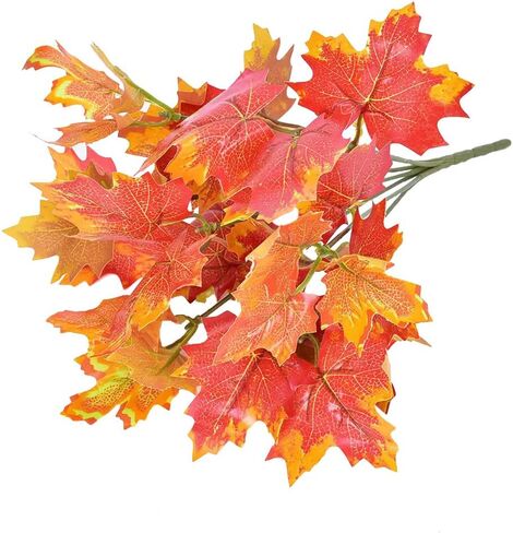 Sunrisee 2 Pcs Artificial Plants Fall Maple Leaf Fake Shrubs Bunches for Home Garden Office Table Windowsill Decor, 11.8'' in Kuwait