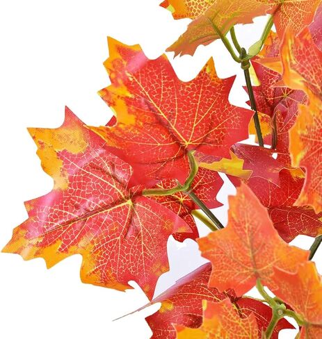 Sunrisee 2 Pcs Artificial Plants Fall Maple Leaf Fake Shrubs Bunches for Home Garden Office Table Windowsill Decor, 11.8'' in Kuwait