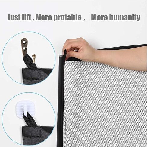 70.9"x28.3" Black Portable Mesh Baby Gate, Mesh Magic Pet Dog Gate for Stairs/Doorways/Hallways Easy-Install Child's Safety Gates Folding for Indoor and Outdoor Safety Gate Install Anywhere for Dogs in Kuwait