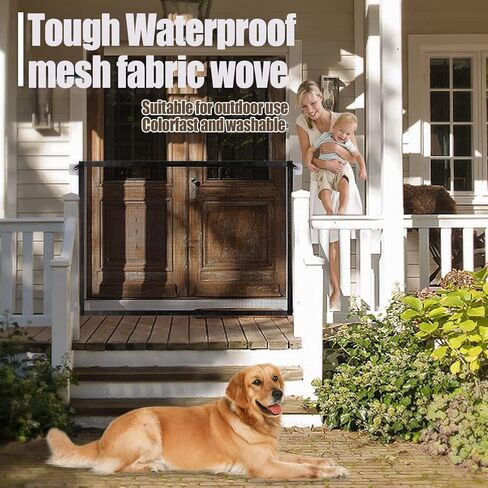 70.9"x28.3" Black Portable Mesh Baby Gate, Mesh Magic Pet Dog Gate for Stairs/Doorways/Hallways Easy-Install Child's Safety Gates Folding for Indoor and Outdoor Safety Gate Install Anywhere for Dogs in Kuwait