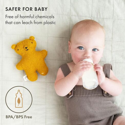 Natursutten Anti-Colic Glass Baby Bottle 2-Pack - 4 Ounce Bottles for Breastfeeding Babies - Newborn Bottles Set: Natural Rubber Slow-Flow Bottle Nipples, Seals, Valves, Baby Bottle Caps in Saudi Arabia