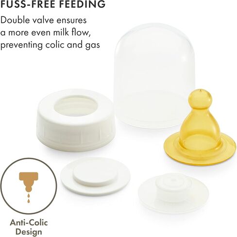 Natursutten Anti-Colic Glass Baby Bottle 2-Pack - 4 Ounce Bottles for Breastfeeding Babies - Newborn Bottles Set: Natural Rubber Slow-Flow Bottle Nipples, Seals, Valves, Baby Bottle Caps in Saudi Arabia
