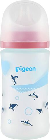 Pigeon Silicone Coating (Glass Inside/Silicone Outside) Baby Bottle, Wide Neck, Streamlined Body, Natural Feel, Easy to Clean, Heat-Resistant, 8 Oz (Pack of 2), Includes 2 pcs M Nipples (3m+) in Kuwait