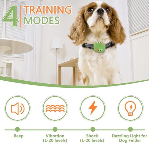 Dog Traning Collar Dog Shock Collar with 4 Traning Modes, Beep, Vibration, Shock & Lighting, Remote 2624FT, Rechargeable Waterproof Electronic Collar for All Breeds, Black in Kuwait