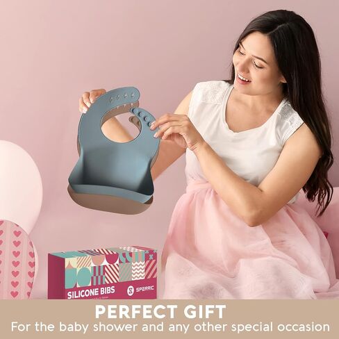 Sperric Silicone Baby Bibs - Soft Silicone Bib with Food Catcher and Waterproof Material - Adjustable Fit for Baby and Toddler (Green/Blue) in Saudi Arabia
