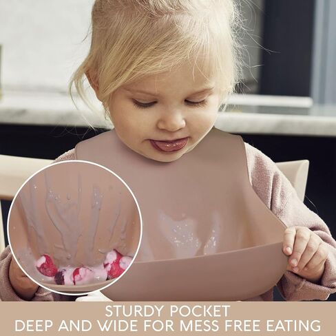 Sperric Silicone Baby Bibs - Soft Silicone Bib with Food Catcher and Waterproof Material - Adjustable Fit for Baby and Toddler (Green/Blue) in Saudi Arabia