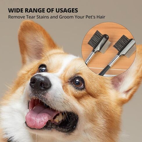 مشط لازالة بقع الدموع من قطعتين، فرشاة مشط عين الكلب مزدوجة الجوانب، اداة تشذيب للقطط والكلاب الصغيرة، متعددة الاغراض ولطيفة in Kuwait