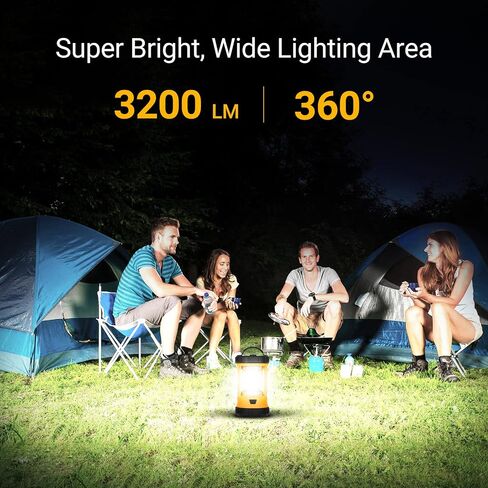 Camping Lantern, 3200LM Bright Camping Lights, 4600mAh Power Bank & Rechargeable LED Lantern, Lantern Flashlight for Power Outages/Hurricane/Emergency, CT CAPETRONIX Camping Accessories (2-Pack) in Saudi Arabia