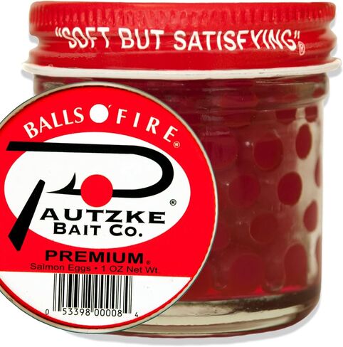 Pautzke Balls O' Fire Salmon Eggs Bait - Real Salmon Eggs for Trout Fishing, Soft Fish Eggs for Salmon Fishing, Can Be Used as Single Egg Salmon Bait or Salmon Egg Sacks in Saudi Arabia