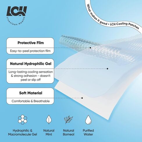 LivaClean 25 Sheets Cooling Patches Pain Relief, Migraine & Fever - Cooling Relief Fever Reducer, Cool Fever Patch Kids, Cooling Patch, Baby Cooling Pad, Cooling Gel Pad, Fever Cooling Pads in Kuwait