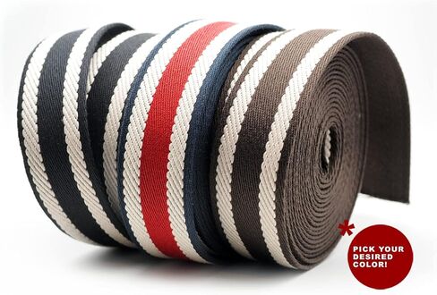 CRAFTMEMORE 1.5 Inches Cotton Webbing Strap, Spiral Pattern, Heavy Webbing Straps for Arts and Crafts, Luxury Bag Strap (5 Yards, Black-Ivory) in Saudi Arabia