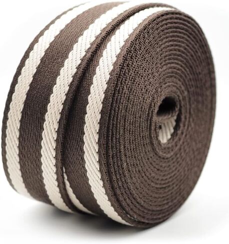 CRAFTMEMORE 1.5 Inches Cotton Webbing Strap, Spiral Pattern, Heavy Webbing Straps for Arts and Crafts, Luxury Bag Strap (5 Yards, Black-Ivory) in Saudi Arabia