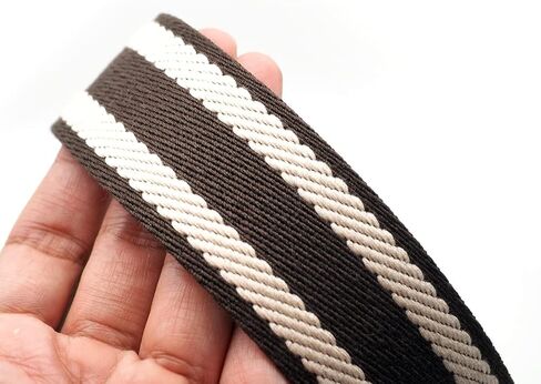 CRAFTMEMORE 1.5 Inches Cotton Webbing Strap, Spiral Pattern, Heavy Webbing Straps for Arts and Crafts, Luxury Bag Strap (5 Yards, Black-Ivory) in Saudi Arabia