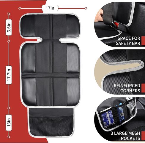 Car Seat Protector for Child Car Seat, Non-Slip Waterproof Car Seat Protector for Leather Seats with Thick Padding and Mesh Storage Pockets, Baby Seat Protectors Under Carseat in Kuwait