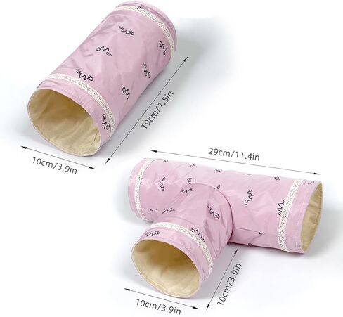 2 Pack Guinea Pig Tunnels, 3 Way Straight Play Tunnel Tubes for Hamster, Pet Chinchilla Hideout Toys Small Animal Cage Accessories for Ferret Rat Hedgehog Gerbils Rat in Kuwait