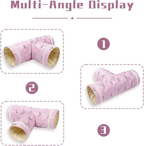 2 Pack Guinea Pig Tunnels, 3 Way Straight Play Tunnel Tubes for Hamster, Pet Chinchilla Hideout Toys Small Animal Cage Accessories for Ferret Rat Hedgehog Gerbils Rat in Kuwait
