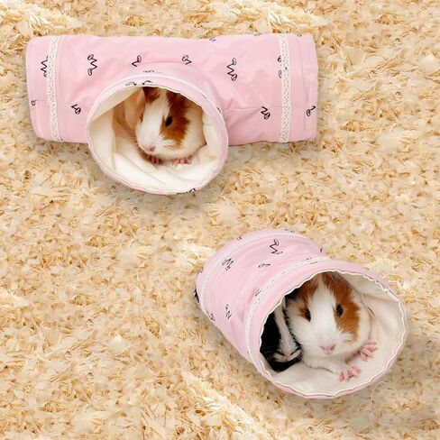 2 Pack Guinea Pig Tunnels, 3 Way Straight Play Tunnel Tubes for Hamster, Pet Chinchilla Hideout Toys Small Animal Cage Accessories for Ferret Rat Hedgehog Gerbils Rat in Kuwait