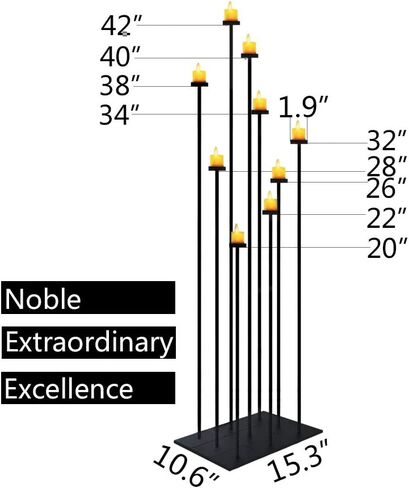Smtyle لتقوم بها بنفسك 9 حوامل شموع ذهبية أرضية 42 بوصة قطعة مركزية طويلة القامة لديكور الزفاف باستخدام مجموعة شمع كبيرة بالحديد in Kuwait