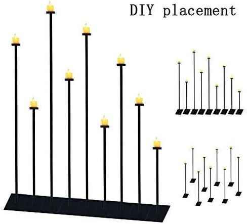 Smtyle لتقوم بها بنفسك 9 حوامل شموع ذهبية أرضية 42 بوصة قطعة مركزية طويلة القامة لديكور الزفاف باستخدام مجموعة شمع كبيرة بالحديد in Kuwait