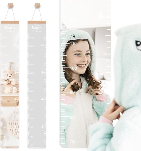 Growth Chart Kids Height Chart Mirror for Wall, Baby Measurement Ruler Nursery Toddler Playroom Decor Hanging, Shatterproof Acrylic Measuring Full Body in Kuwait