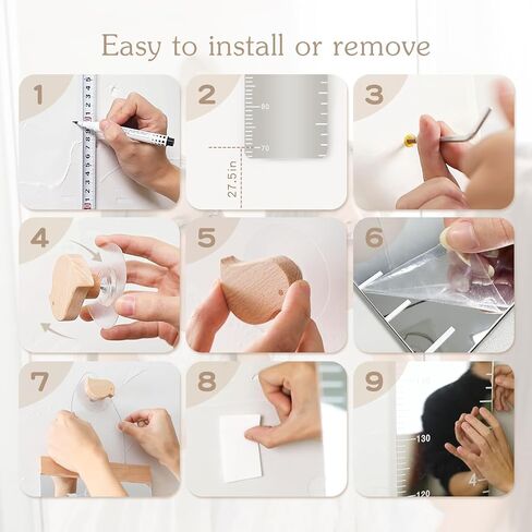 Growth Chart Kids Height Chart Mirror for Wall, Baby Measurement Ruler Nursery Toddler Playroom Decor Hanging, Shatterproof Acrylic Measuring Full Body in Kuwait