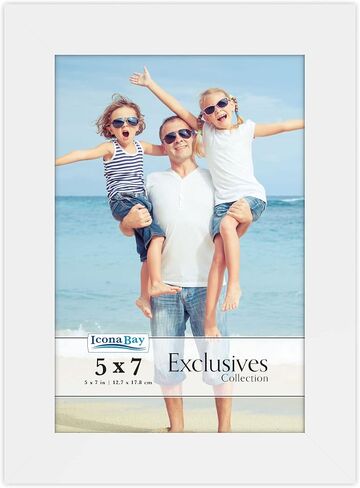 إطار صورة أبيض Icona Bay مقاس 5x7، إطار صورة مركب من الخشب القوي مقاس 5 × 7، تصميم أنيق، سطح الطاولة أو التثبيت على الحائط، مجموعة حصرية in Kuwait