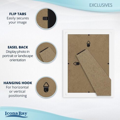 إطار صورة أبيض Icona Bay مقاس 5x7، إطار صورة مركب من الخشب القوي مقاس 5 × 7، تصميم أنيق، سطح الطاولة أو التثبيت على الحائط، مجموعة حصرية in Kuwait