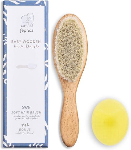 fephas Wooden Silicone Hairbrush for Newborns and Toddlers in Kuwait