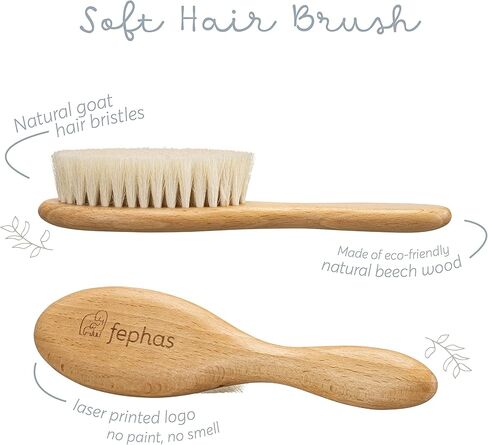 fephas Wooden Silicone Hairbrush for Newborns and Toddlers in Kuwait
