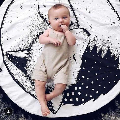 Hiltow Round Rugs Baby Rug Nursery Rugs Cute Fox Design Home Decoration Area Rugs Bedroom/Living Room Carpet Mat Baby Crawling Mats Kids Play Mat(Diameter : 39 inches) in Saudi Arabia