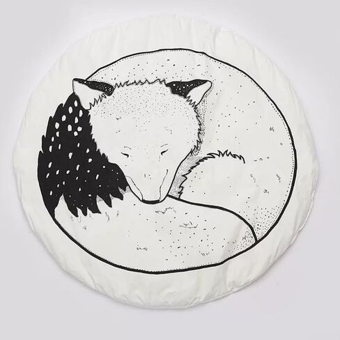 Hiltow Round Rugs Baby Rug Nursery Rugs Cute Fox Design Home Decoration Area Rugs Bedroom/Living Room Carpet Mat Baby Crawling Mats Kids Play Mat(Diameter : 39 inches) in Saudi Arabia