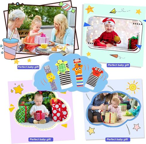 CCEOO TOY Baby Rattle Socks and Wrist Rattles Set 0-12 Months, Soft Sensory Toys for Newborn and Infant Development and Stimulation, Baby Gifts for Boys and Girls 3 6 12 Months in Kuwait