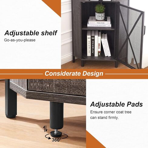 HOMBAZAAR رف زاوية 5 طبقات مع تخزين، رف كتب زاوية صناعية مع لوح قابل للتعديل، عرض ريفي لحامل رف الزاوية لغرفة المعيشة، المكتب المنزلي، غرفة النوم، مساحة صغيرة، رمادي in Kuwait