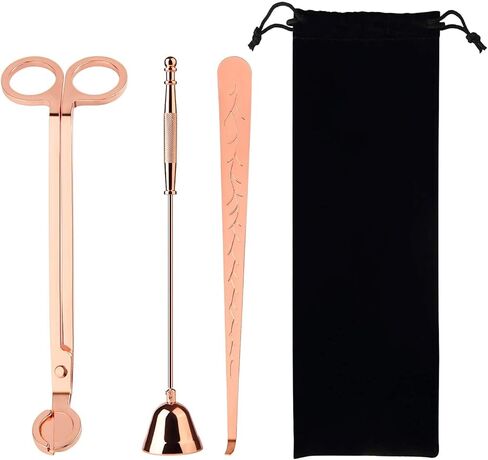 Candle Accessory Set, Candle Wick Trimmer，Candle Cutter, Candle Snuffer, 3 in 1 Candle Care Kit (Rose Gold) in Kuwait