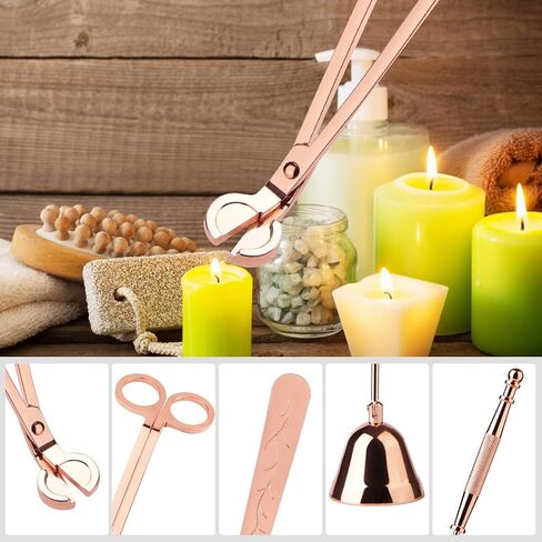 Candle Accessory Set, Candle Wick Trimmer，Candle Cutter, Candle Snuffer, 3 in 1 Candle Care Kit (Rose Gold) in Kuwait